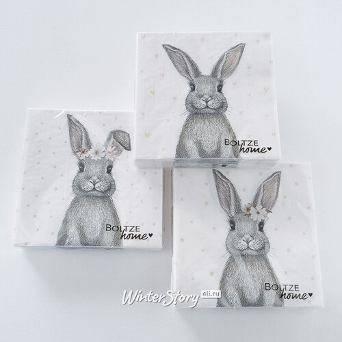 Бумажные салфетки Кролик Марта 17*17 см, 20 шт Boltze