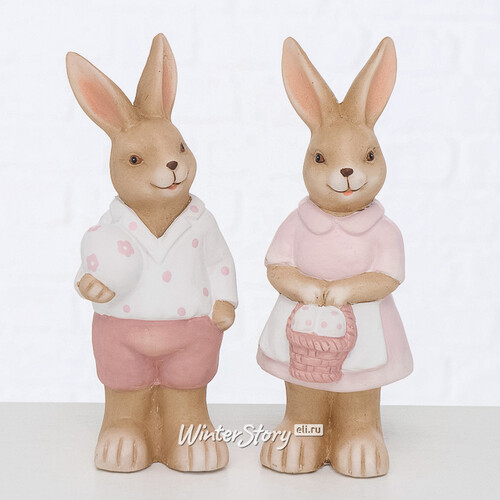 Набор декоративных фигурок Кролики Мартин и Гвен - Пасхальная нежность 21 см, 2 шт Boltze