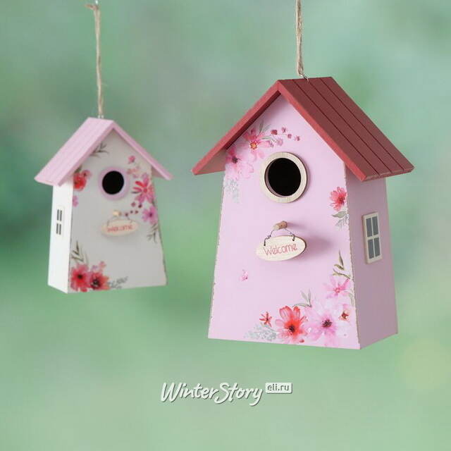 Садовое украшение Скворечник Рочестер 21*15 см розовый Boltze