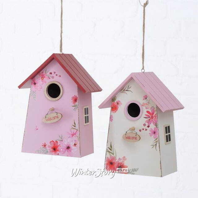 Садовое украшение Скворечник Рочестер 21*15 см розовый Boltze