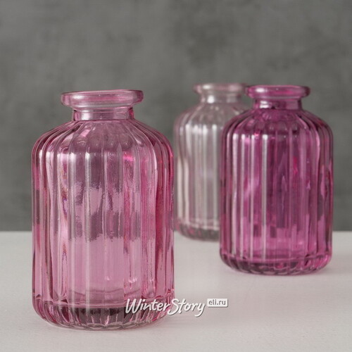 Стеклянная ваза-бутылка Уэльма 10 см светло-розовая Boltze