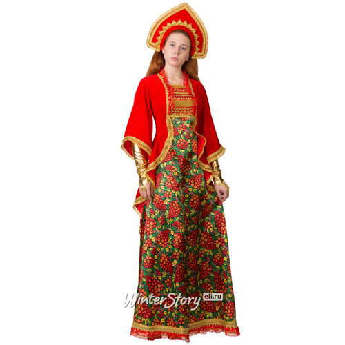 Карнавальный костюм для взрослых Сударыня с красной хохломой, 46 размер Батик