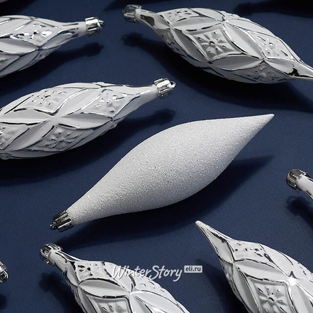 Набор елочных игрушек Сосульки Гранити 14-15 см, белые, 12 шт Winter Deco