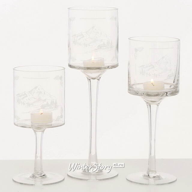Набор стеклянных подсвечников - бокалов Анданте 30-40 см, 3 шт Boltze