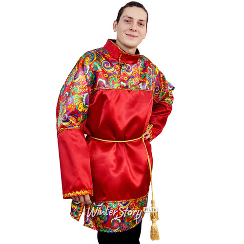 Карнавальная рубаха для взрослых Русский Богатырь, красная, 54-56 размер Батик