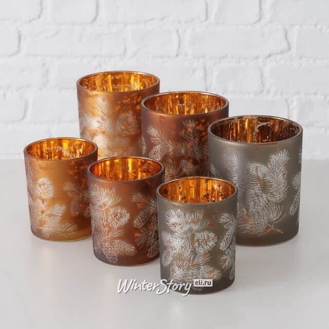 Набор стеклянных подсвечников Campane Pigne 8-10 см, 2 шт Boltze