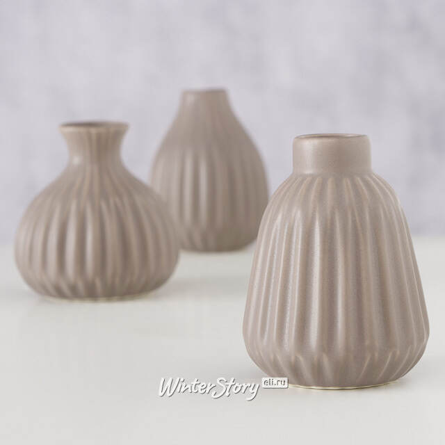 Набор керамических ваз Leeds 12 см серый, 3 шт Boltze