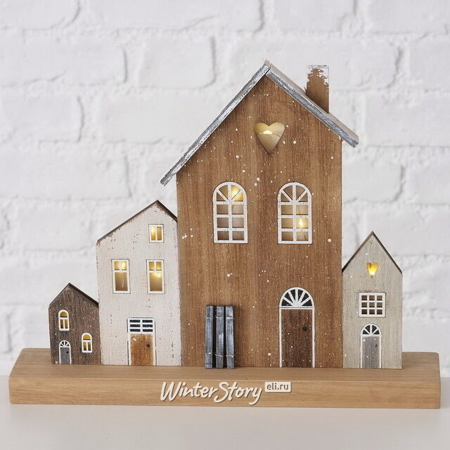 Интерьерная декорация Домики Амстелвена 28*23 см, с подсветкой Boltze