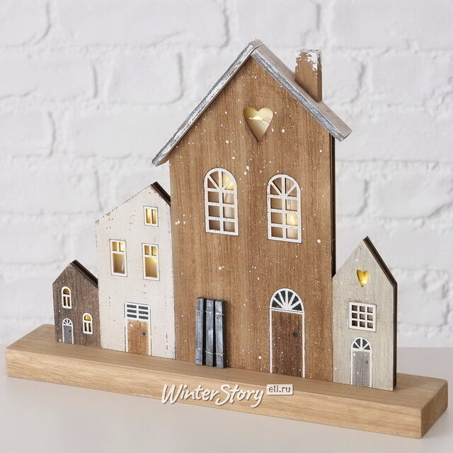 Интерьерная декорация Домики Амстелвена 28*23 см, с подсветкой Boltze