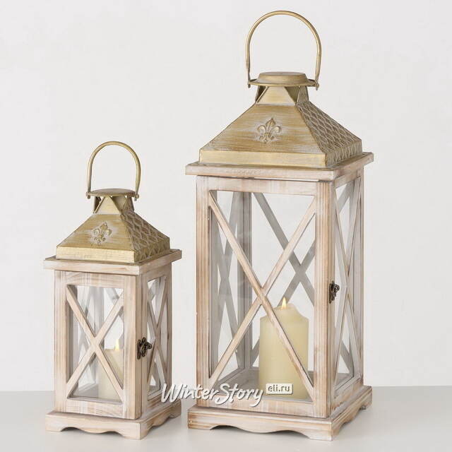 Набор деревянных подсвечников-фонарей Stafford 35-50 см, 2 шт Boltze