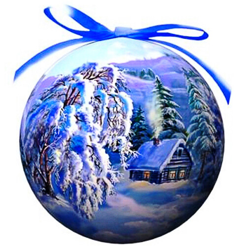 Пластиковый елочный шар Зимний Пейзаж 10 см Незабудка