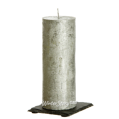Декоративная свеча Металлик Гранд 180*68 мм серебряная Kaemingk