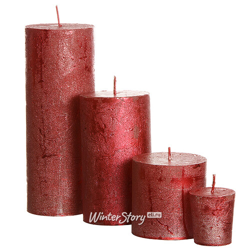Декоративная свеча Металлик Макси 120*68 мм красная Kaemingk