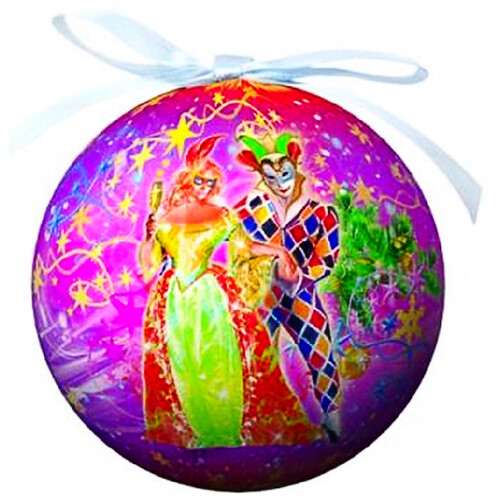 Пластиковый елочный шар Новогодний Маскарад 12 см Незабудка