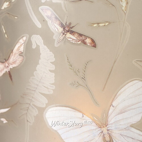 Подвесной стеклянный подсвечник Бабочки Контульме 17 см бежевый Boltze