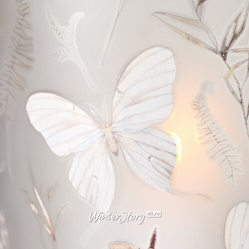 Подвесной стеклянный подсвечник Бабочки Контульме 17 см серый Boltze