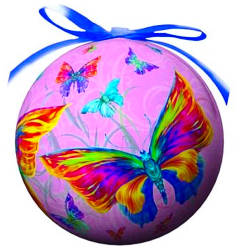 Пластиковый елочный шар Бабочки 15 см Незабудка