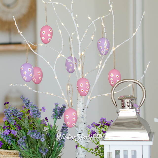 Светодиодное дерево Белая Береза 60 см, 96 теплых белых LED ламп, на батарейках, IP20 Edelman