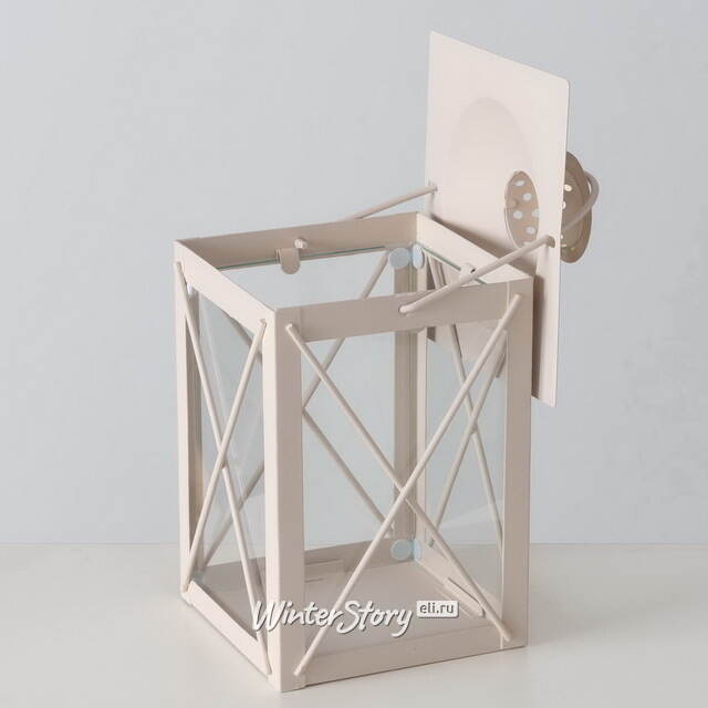 Декоративный подсвечник-фонарь Стюарт 20 см бежевый Boltze