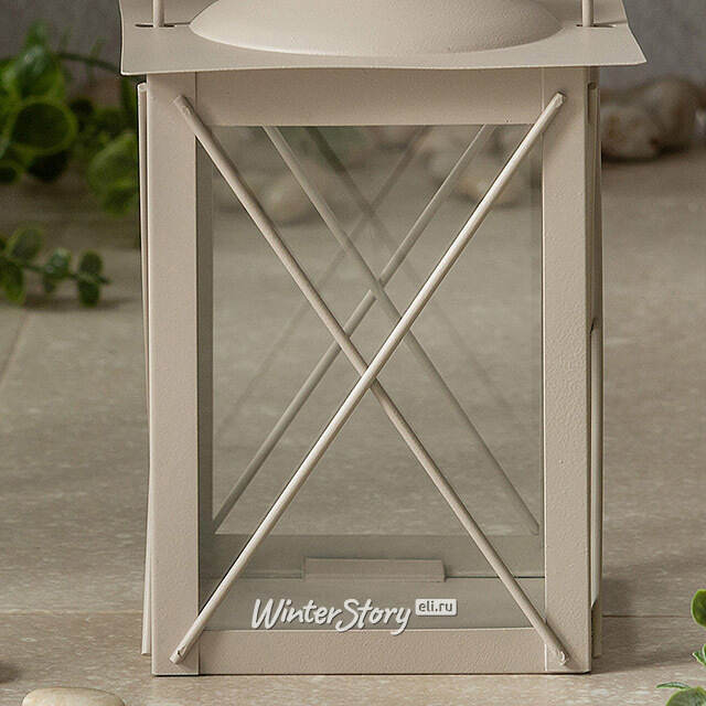 Декоративный подсвечник-фонарь Стюарт 20 см бежевый Boltze