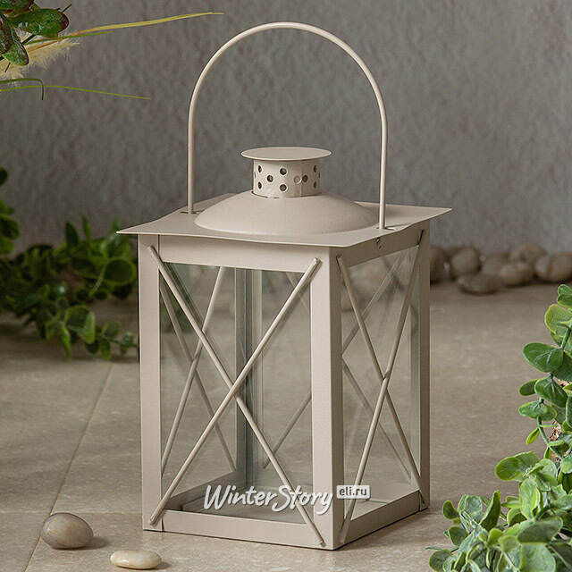 Декоративный подсвечник-фонарь Стюарт 20 см бежевый Boltze
