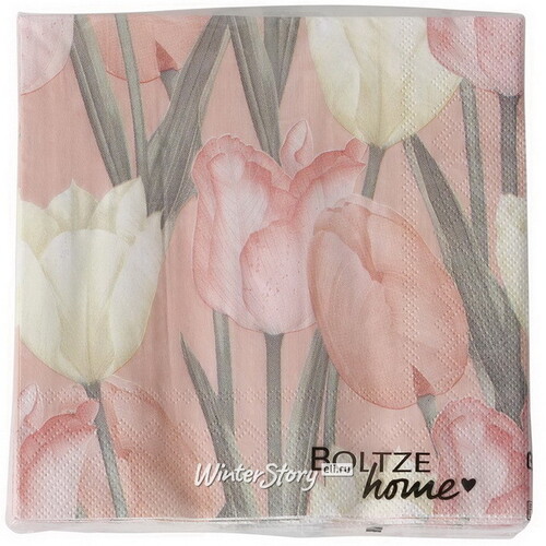 Бумажные салфетки Тюльпаны - Montuella la Piedra 17*17 см розовые, 20 шт Boltze