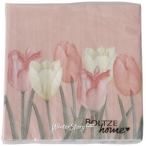 Бумажные салфетки Тюльпаны - Rincone la Piedra 17*17 см розовые, 20 шт Boltze