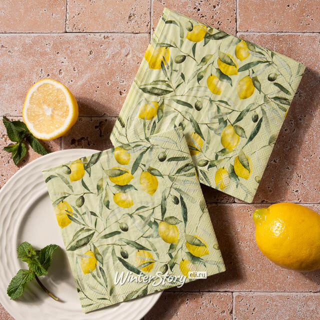 Бумажные салфетки Citronella 17*17 см зеленые, 20 шт Boltze