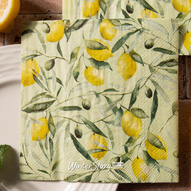 Бумажные салфетки Citronella 17*17 см зеленые, 20 шт Boltze