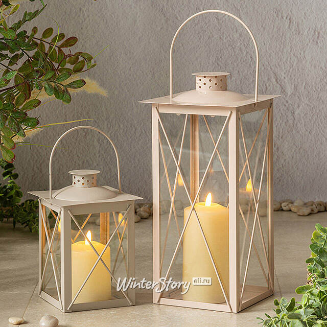 Декоративный подсвечник-фонарь Стюарт 20 см бежевый Boltze