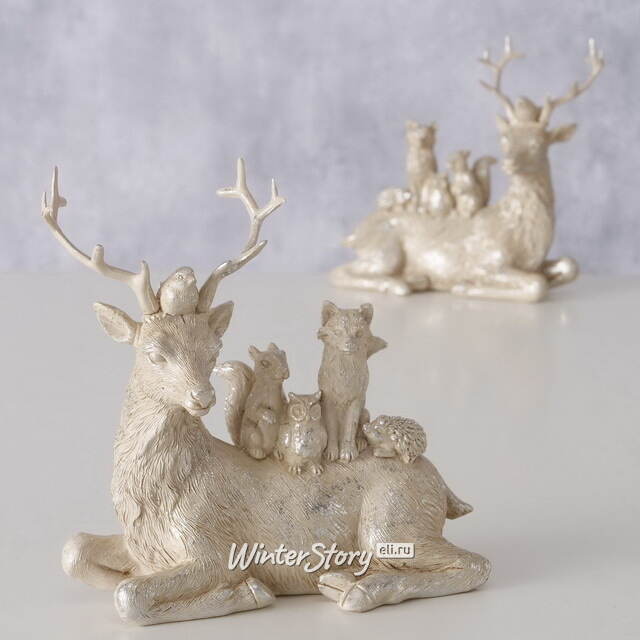 Декоративная фигурка Олень Хантер с друзьями 14 см Boltze