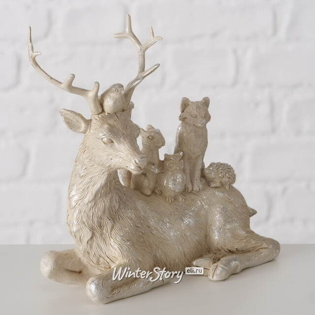 Декоративная фигурка Олень Хантер с друзьями 14 см Boltze