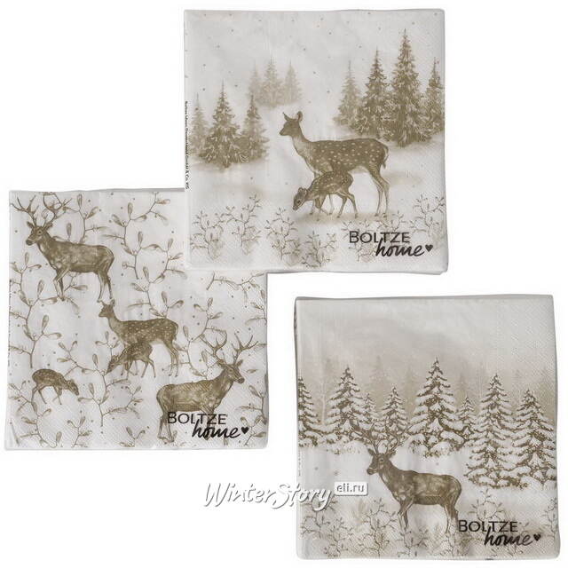Бумажные салфетки Семейство Оленей 17*17 см, 20 шт Boltze