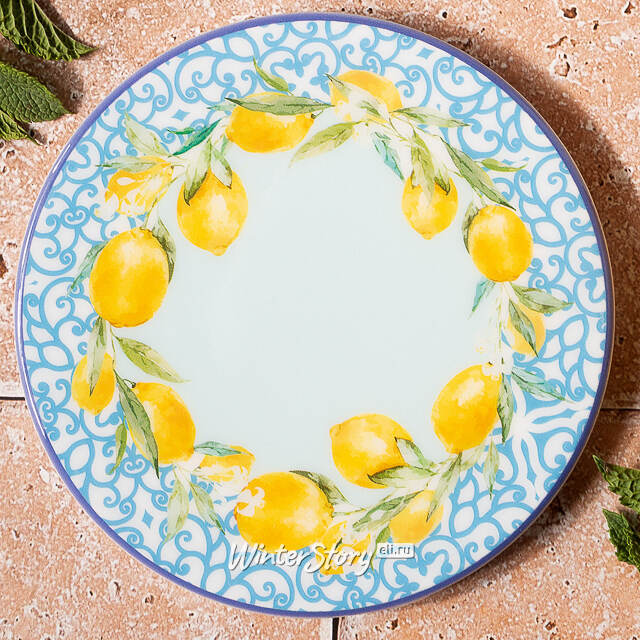 Набор подставок под кружки Capri Lemony 10 см голубой, 4 шт Boltze