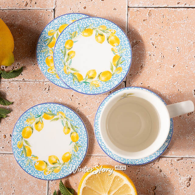 Набор подставок под кружки Capri Lemony 10 см белый, 4 шт Boltze