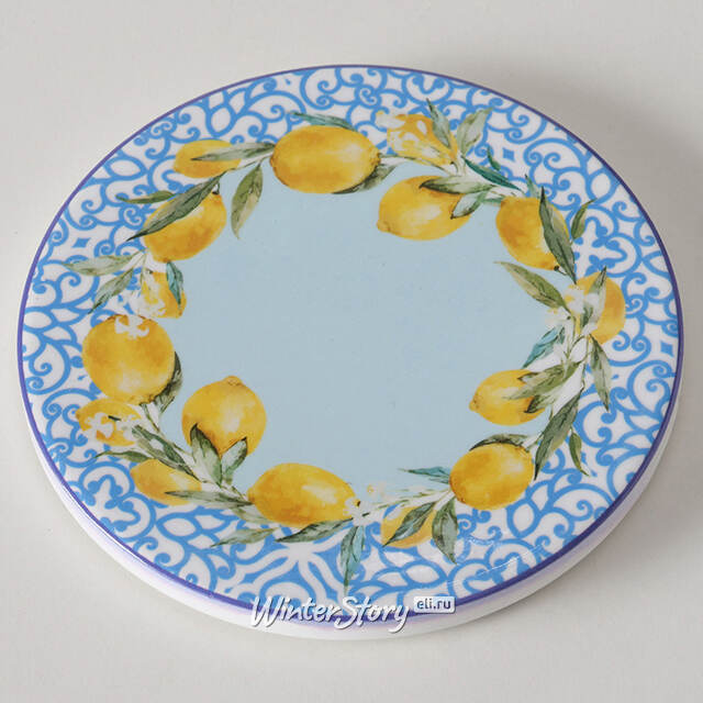 Набор подставок под кружки Capri Lemony 10 см голубой, 4 шт Boltze