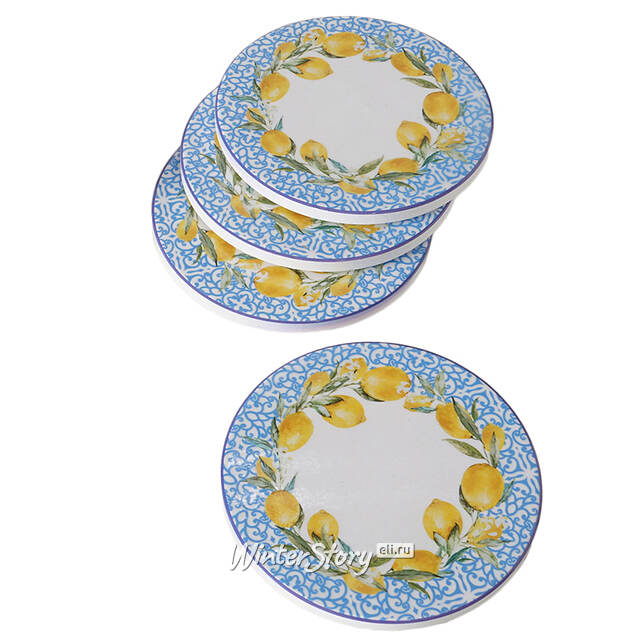 Набор подставок под кружки Capri Lemony 10 см белый, 4 шт Boltze