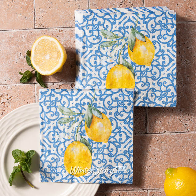 Бумажные салфетки Capri: Lemon a twig 17*17 см, 20 шт Boltze