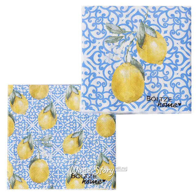Бумажные салфетки Capri: Lemon a twig 17*17 см, 20 шт Boltze