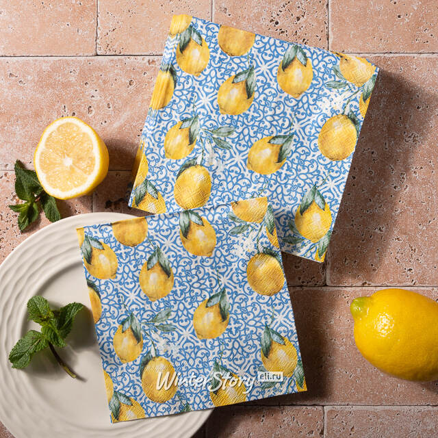 Бумажные салфетки Capri: Lemons 17*17 см, 20 шт Boltze