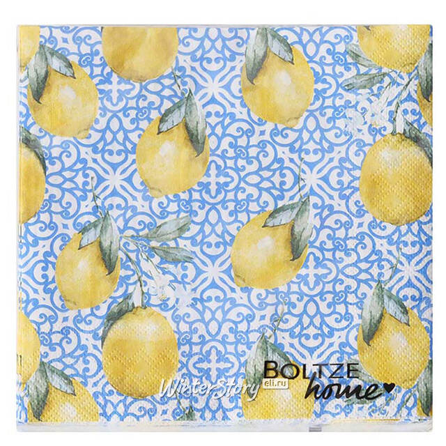 Бумажные салфетки Capri: Lemons 17*17 см, 20 шт Boltze