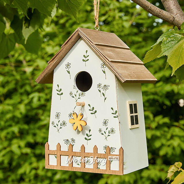 Садовое украшение Скворечник Primavera 22 см белый Boltze