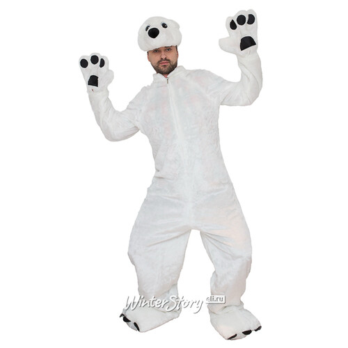 Взрослый карнавальный костюм Белый медведь, 50-52 размер Бока С