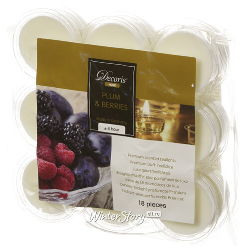 Ароматические чайные свечи Romantic collection: Лесные ягоды, 4 см, 18 шт Kaemingk
