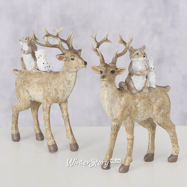 Декоративная фигурка Олень Маркелин с друзьями 15 см Boltze