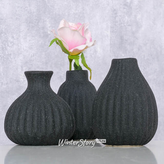 Набор керамических ваз Leeds 12 см черный, 3 шт Boltze