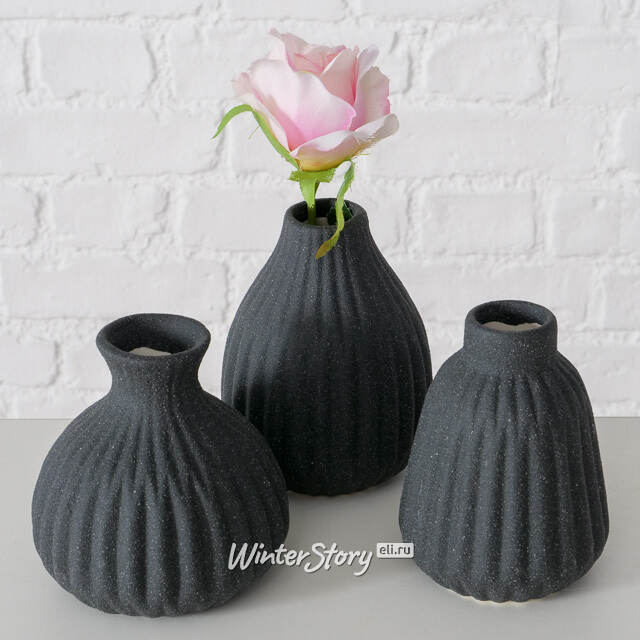 Набор керамических ваз Leeds 12 см черный, 3 шт Boltze