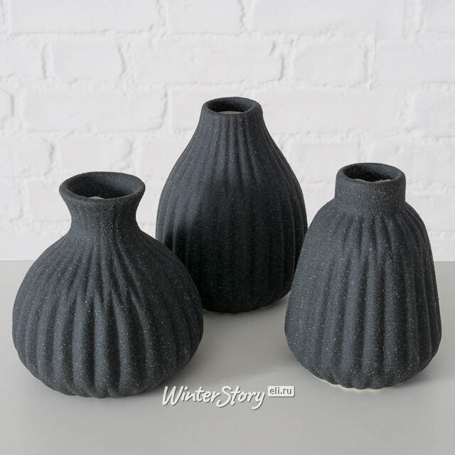 Набор керамических ваз Leeds 12 см черный, 3 шт Boltze