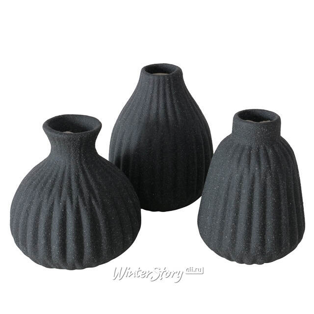 Набор керамических ваз Leeds 12 см черный, 3 шт Boltze
