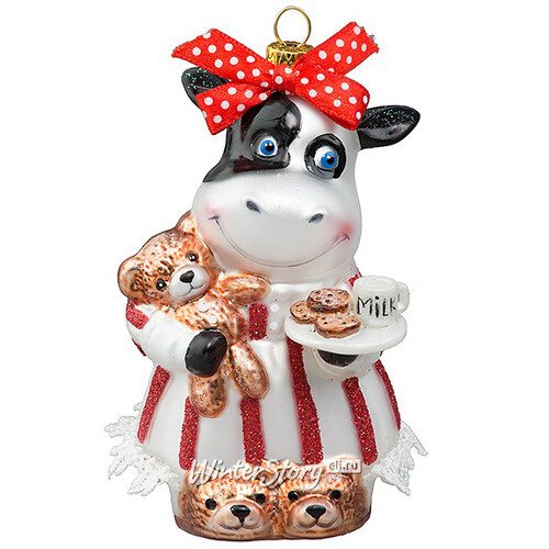 Елочная игрушка Корова Селеста - Королева пижамной вечеринки 12 см, стекло, подвеска Holiday Classics